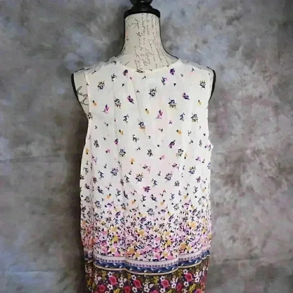 Old Navy Size L floral peasant blouse pink/gold florwers cream top - Picture 10 of 13
